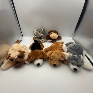 Caltoy Tien Hsing Plush Hand Puppet Lot Pug Dog Elephant Bear Set of 6 Vintage